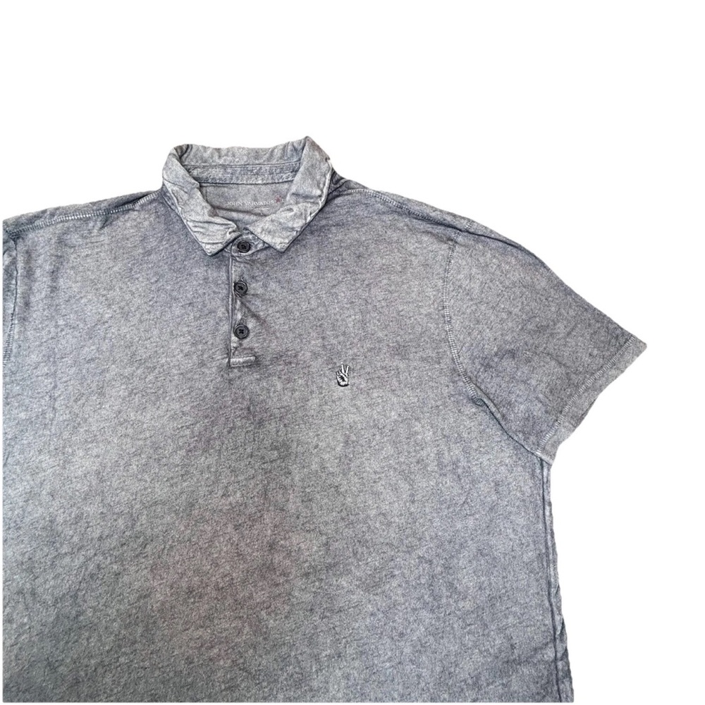 John‎ Varvatos Star Peace Sign Polo Shirt Men’s Large Blue Distressed